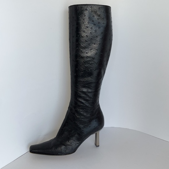 Giuseppe Zanotti Genuine Ostrich Boots -Silver heel - Black - Picture 13 of 17